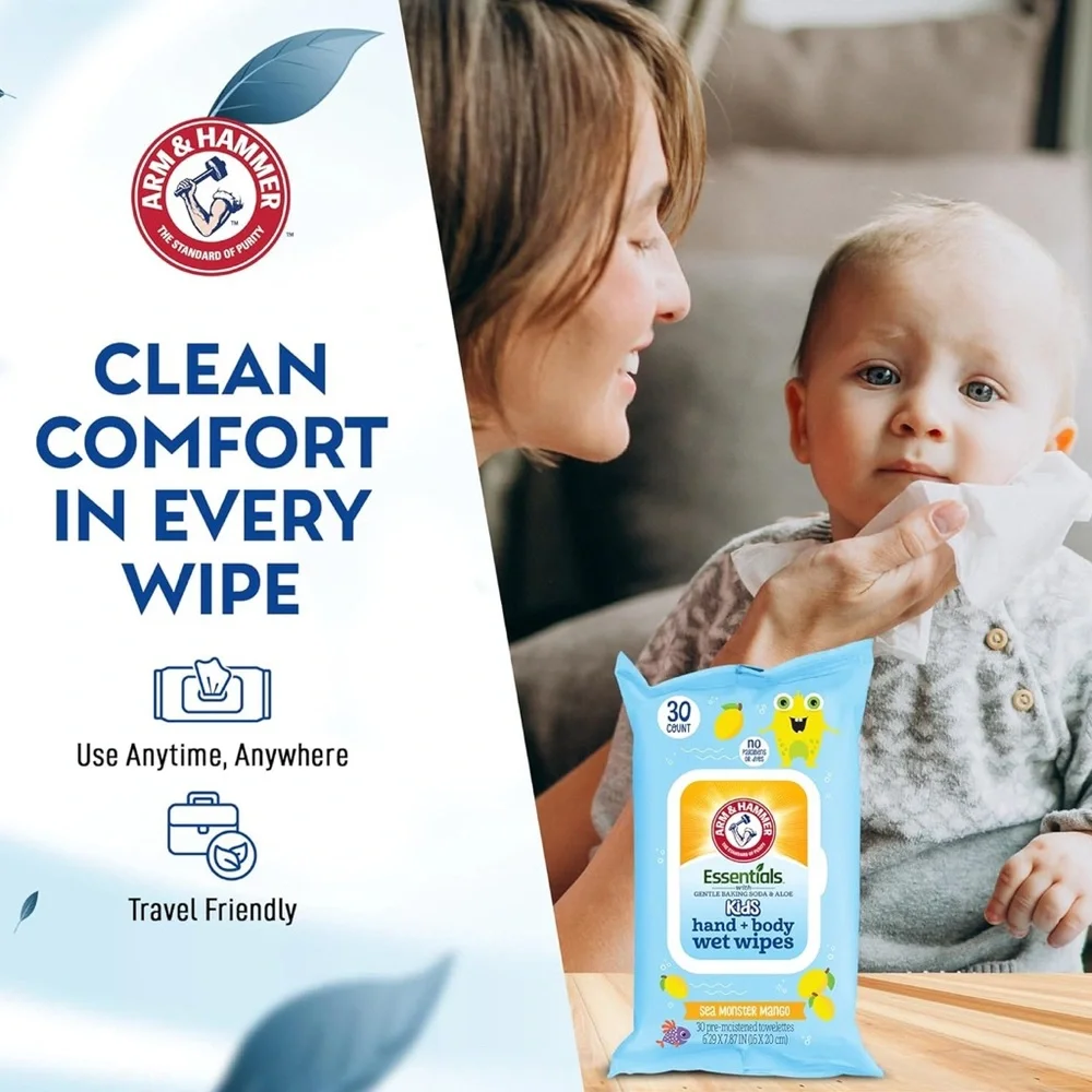 Arm & Hammer Face + Body Wet Wipes - 30ct. Watermelon Kiwi or Mango 🆕 - Picture 5 of 7